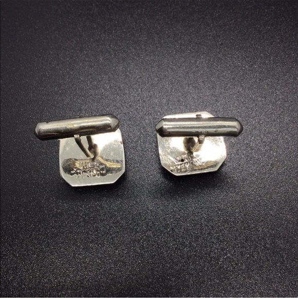 VINTAGE ROYAL SIAM MEKKALA GODDESS NIELLO ENAMEL STERLING SILVER CUFFLIN… - Picture 5 of 6